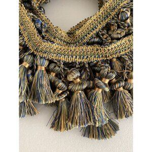 109” Designer Heavy Gold Blue Green Braid Trim Tassels Upholstery Tie Backs (10)